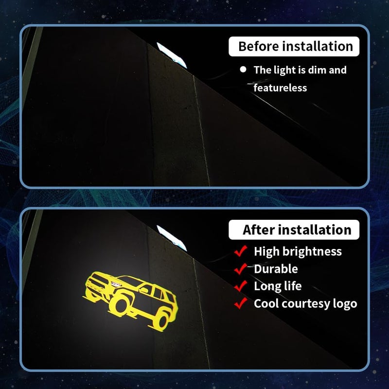 akarin 2 PCS LED Car Door Logo Lights Compatible for 4Runner 2010-present Courtesy Projector Laser Welcome Light Puddle Lamp Car Accessories (4R 2025 Yellow, for 4R 2010-present) - Image 2
